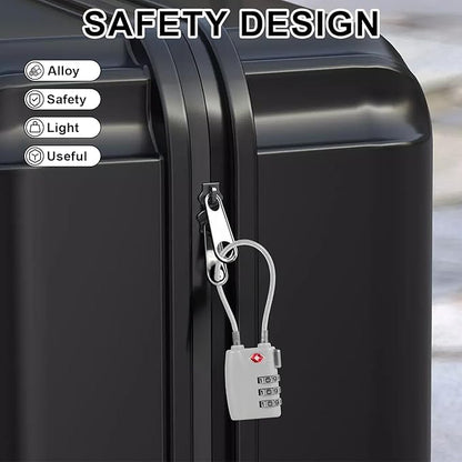 5 Pack TSA Locks for Luggage TSA Approved Luggage Locks 3 Digit Combination TSA Travel Locks Portable Cable Padlocks Zinc Alloy Body Suitcase Locks for Travel Bag Suitcase Backpack Lockers,Silver