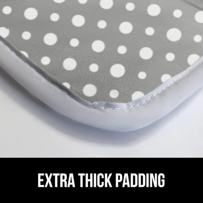 GORILLA GRIP Ironing Mat, Portable Iron Pad, Magnetic Cover for Top of Laundry Washer, Dryer, Table Top, Countertop Blanket, Silicone Coating and Scorch Resistant, Travel Size 28x24, Polka Dots