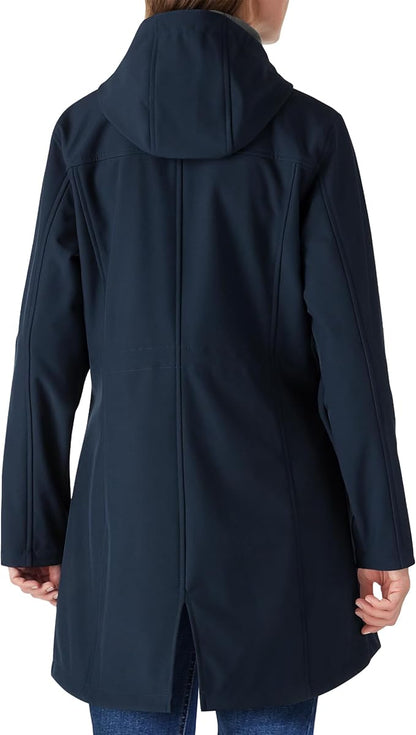 Outdoor Ventures Women's Lightweight Waterproof Fleece Lined Hooded Softshell Rain Jacket, Warm Windbreaker Long Coat
