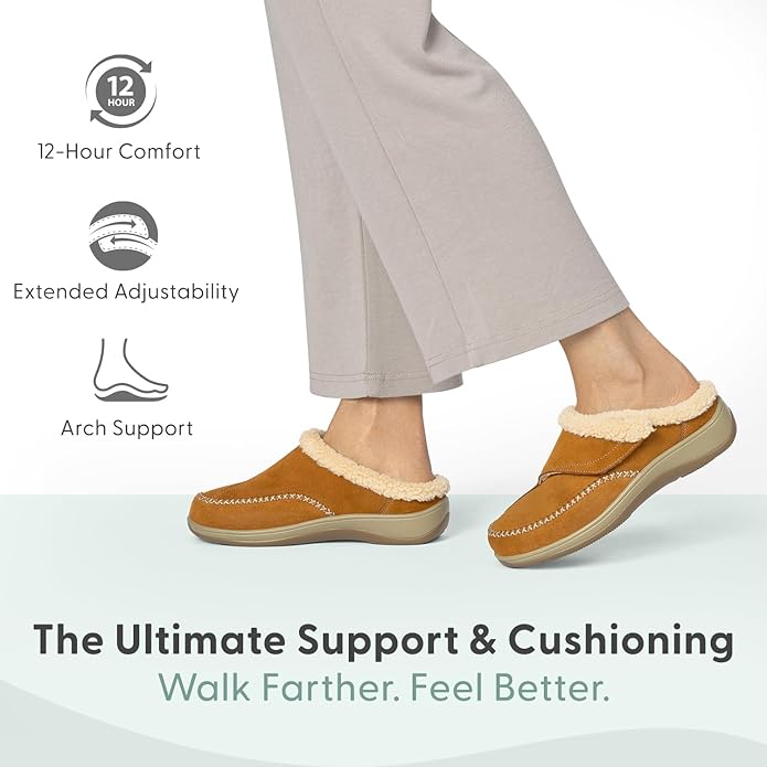 Orthofeet Women's Orthopedic Faux Fur Lined Charlotte Slippers