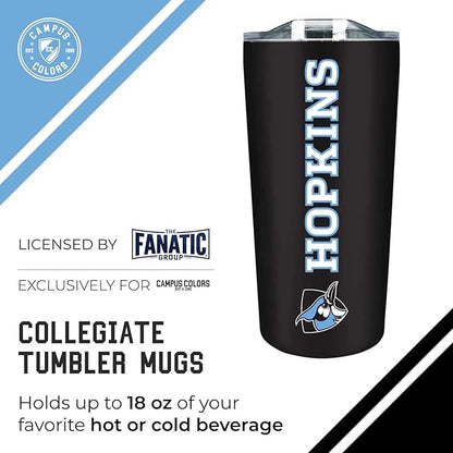 Campus Colors NCAA Stainless Steel Tumbler perfect for Gameday - 18 oz - Double Walled - Keeps Drinks Perfectly Insulated (Johns Hopkins Blue Jays - Black)