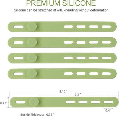 Donruby 24Pcs Silicone Cable Ties - Reusable & Washable with Locking Buckle Design, Adjustable Fastening Cable Straps, Multi-Purpose High Elasticity Cord Organizer (Matcha Green)