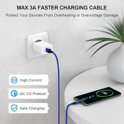 etguuds USB to USB C Cable 3.3ft, 2-Pack USB A to Type C Charger Cord Fast Charging for Samsung Galaxy A17 A16 A15 A26 A36 A56, S25 S24 S23 S22 S21 S20 S10 Note 20, for iPhone 17 16 15, Moto, Blue