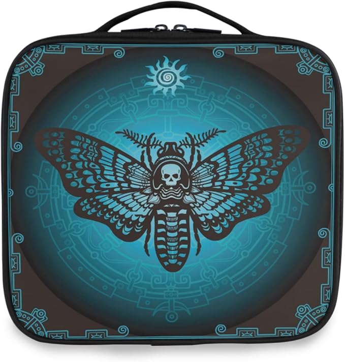 MNSRUU Travel Makeup Bag, Skull Makeup Bag Organizer Goth Butterfly Cosmetic Bag for Women Travel Toiletry Bag with Adjustable Dividers