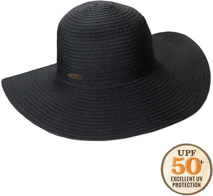 Panama Jack Women's Ribbon Floppy Packable Sun Hat, 4" Big Brim