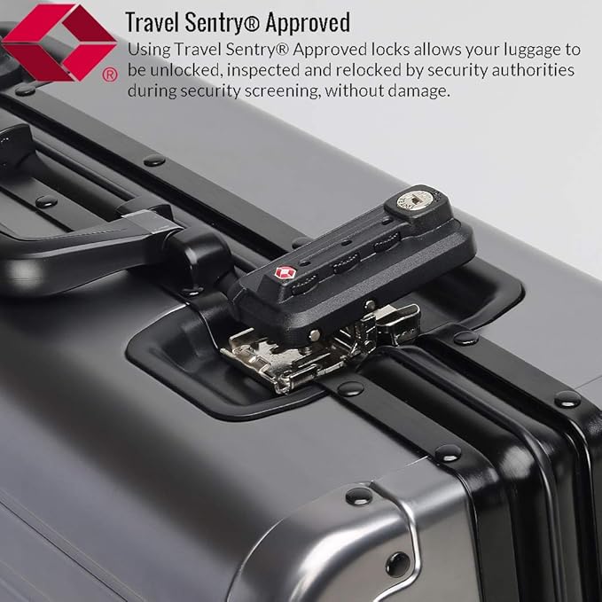 28-inch Aluminum Checked Suitcase: Gunmetal Gray - Full Metal Shell - Crush-Resistant & Burst-Proof, TSA Lock & Spinner Wheels for Business Travel - Men Women