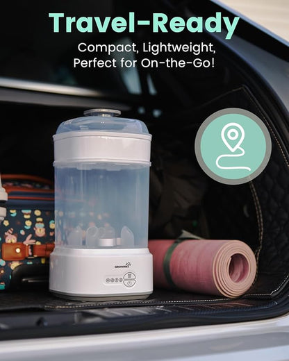 GROWNSY Bottle Sterilizer and Dryer, Compact Electric Steam Baby Bottle Sterilizer (Esterilizador de Biberones), Bottle Sanitizer for Baby Bottles, Pacifiers, Pump Parts