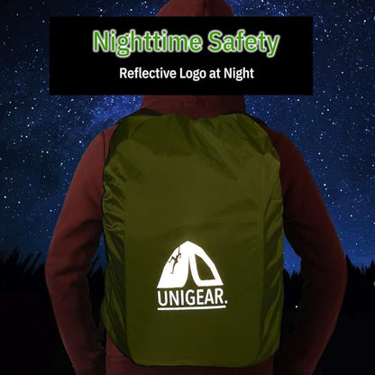 Unigear Backpack Rain Cover Waterproof Rating 5000mm Ultraportable and Durable with 2 Anti-Slip Buckle Strap, Integrated Carry Pouch Design (Green, Large)