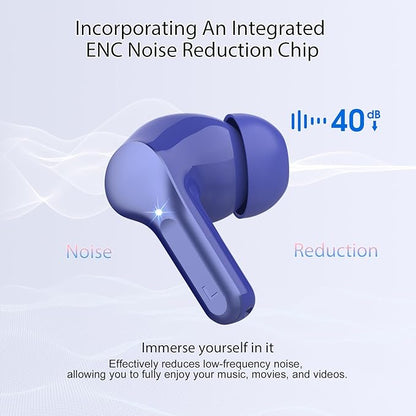 Wireless Earbuds, Bluetooth 5.4 Headphones HiFi Stereo, Bluetooth Earbuds with ENC Noise Cancelling Mic, IP7 Waterproof in Ear Earphones, 48H, LED Display Ear Buds for Pad Phones Workout Sports, Blue