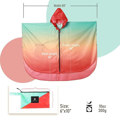 SaphiRose Unisex Rain Poncho Waterproof Raincoat Hooded for Adults Women with Pockets