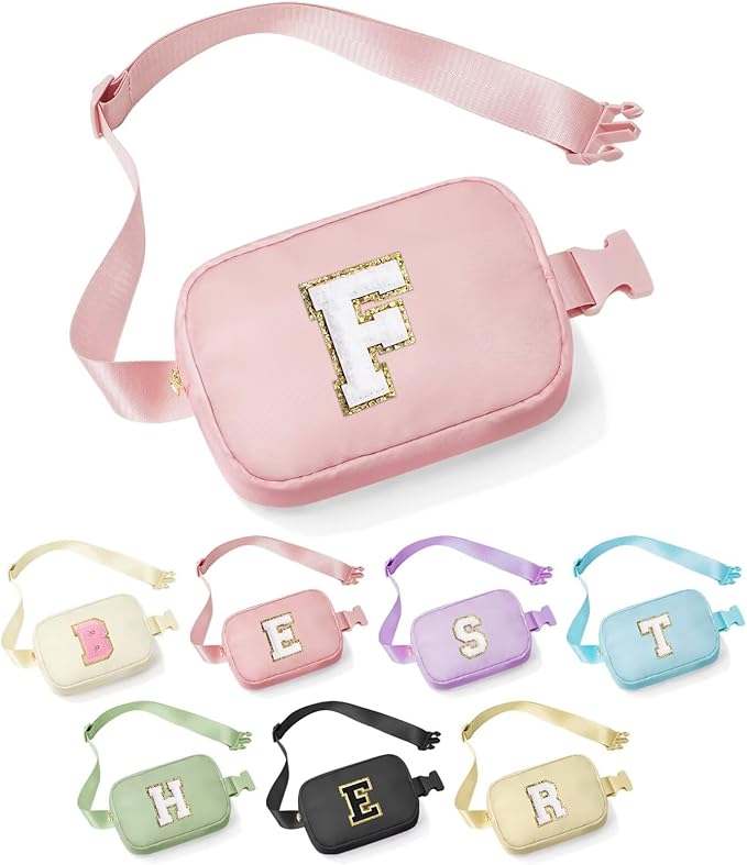 YOOLIFE Best Friends Gifts - Pink Initial Crossbody Belt Bag for Women