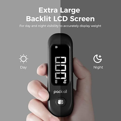 pack all 110 Lbs Luggage Scale, Digital Handheld Baggage Scale, Travel Suitcase Weight Scale with LCD Display, Battery Included, Black