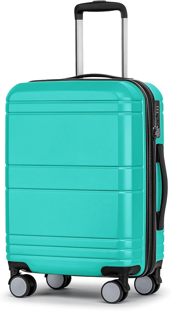 KYME Carry On Luggage 22x14x9 Airline Approved with TSA Lock Hard Shell Carry On Suitcase Lightweight Suitcases with Wheels Small Luggage for Men Women,Carry-On 20 Inch,Lt Blue