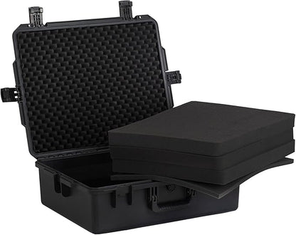 MEIJIA Premium Portable All Weather Heavy Duty Waterproof Hard Compact Camera Case with Customizable Fit Foam, Lightweight Design,24.6"X19.7"X8.6",Black