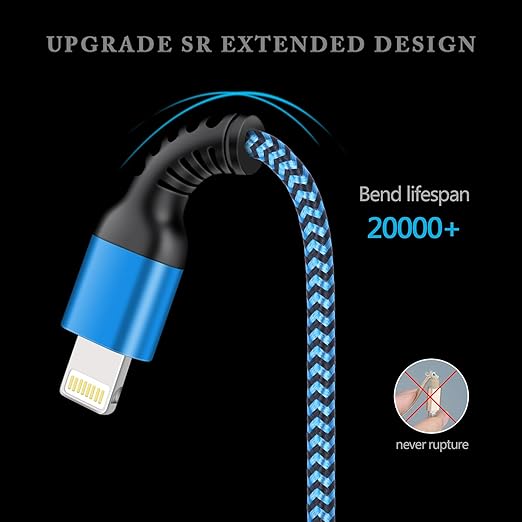 iPhone Charger [6ft 6Pack] Apple Certified Lightning Cable Fast Charging Nylon Braided Phone Charger Cord for iPhone 14 13 12 Pro Max 11 Pro Xr Xs 10 8 Plus 7 6 6s 5c, SE 2022, Data Line Power Wire