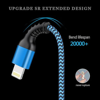 iPhone Charger [6ft 6Pack] Apple Certified Lightning Cable Fast Charging Nylon Braided Phone Charger Cord for iPhone 14 13 12 Pro Max 11 Pro Xr Xs 10 8 Plus 7 6 6s 5c, SE 2022, Data Line Power Wire