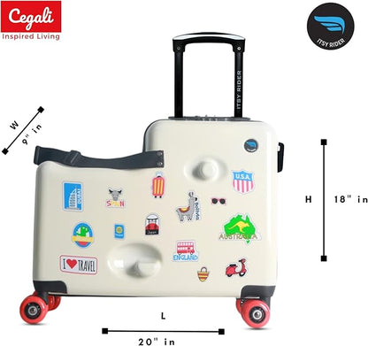 Itsy Rider 20" Ride-on Suitcase for Kids with Double Spinner Red Wheels (Beige Traveler)