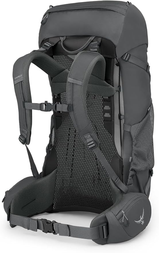 Osprey Rook 50L Men's Backpacking Backpack, Dark Charcoal/Silver Lining