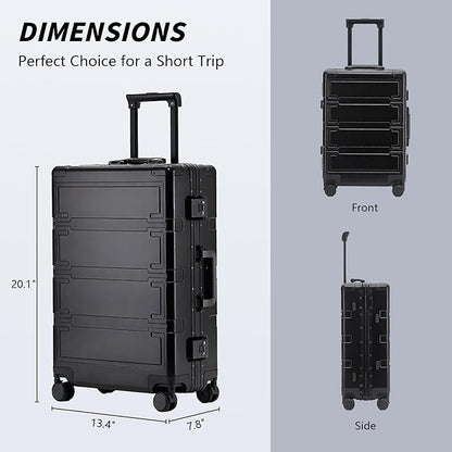 Simcat All Aluminum Carry On Luggage, 20 Inch Hard Shell Zipperless Luggages，Airline Approved Suitcase with TSA Lock and Silent Wheels (Black,20inch/56.5x21.5x39.5cm)