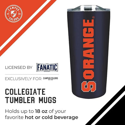 Campus Colors NCAA Stainless Steel Tumbler perfect for Gameday - 18 oz - Double Walled - Keeps Drinks Perfectly Insulated (Syracuse Orange - Navy)