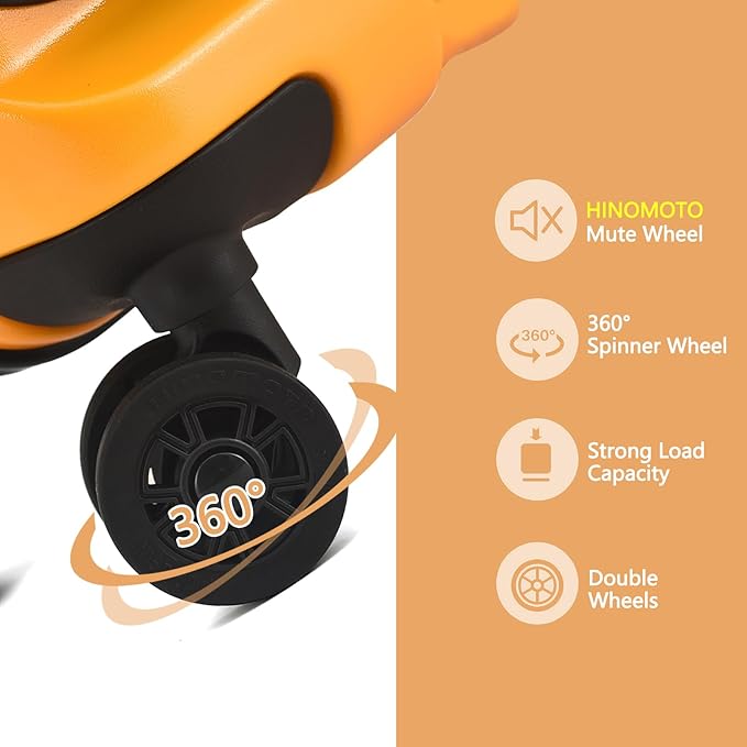 TydeCkare 16" Carry on Luggage with 2 Laptop Compartments, Lightweight Hardshell ABS+PC Suitcase with Dual Control TSA Lock, with YKK Zipper, 4 Spinner Silent Wheels, for Business Travel, Orange