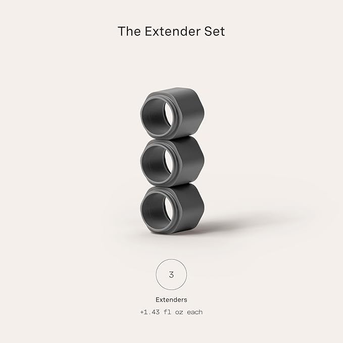 Cadence Extender - Add On to Any Flex Magnetic Containers with Lids,Extension to Travel Bottles for Toiletries - Carry On Travel Essentials For Women/Men - Adds Additional 1.43 fl oz - 3pk, Charcoal