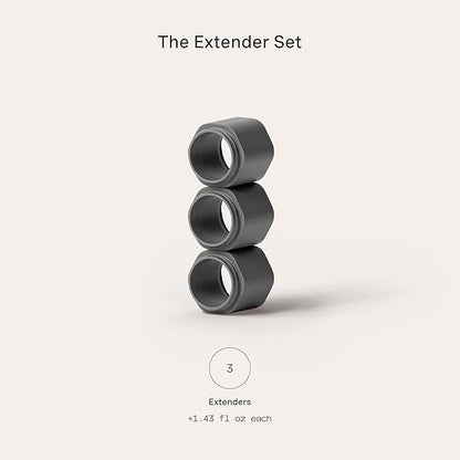 Cadence Extender - Add On to Any Flex Magnetic Containers with Lids,Extension to Travel Bottles for Toiletries - Carry On Travel Essentials For Women/Men - Adds Additional 1.43 fl oz - 3pk, Charcoal