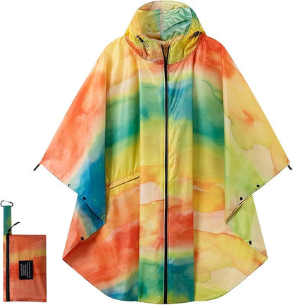 Hooded Rain Ponchos for Adult - Rain Coat and Rain Jacket with Waterproof Pocket and Zipper