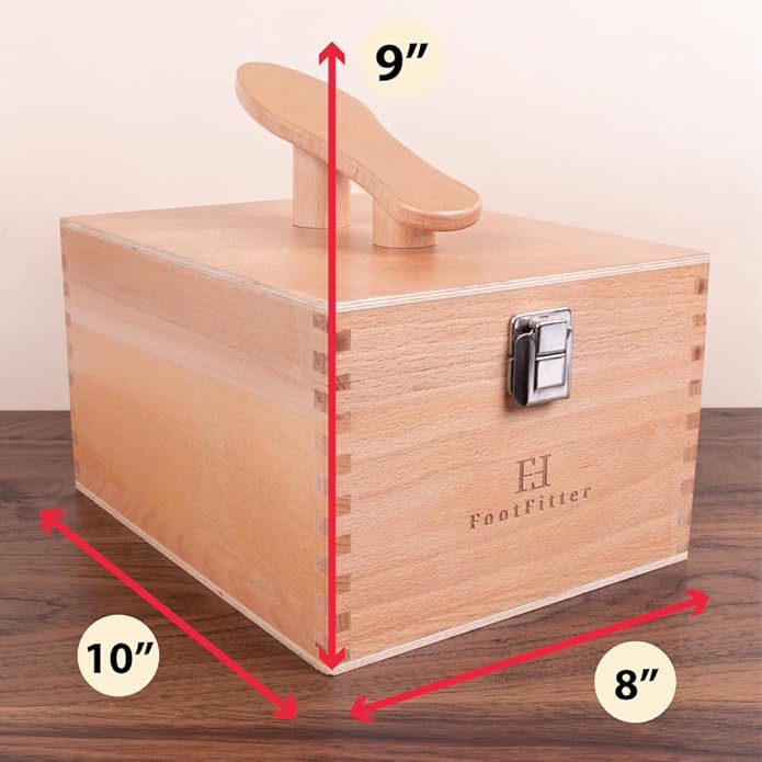 FootFitter Beech Wood Valet Box, Premium Shoe Shine Organizer with Classic Storage for Polish, Brushes, Cloths & Tools