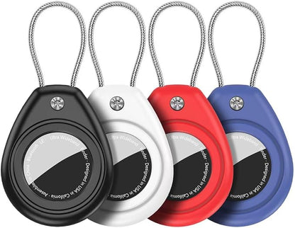 HATALKIN Compatible with AirTag Holder Air Tag Keychain Case with Screen Protector, IP68 Waterproof Air Tags Key Chain for Apple Tag GPS Tracker, Air Tags-4 Pack Holder for Luggage Key,Backpack