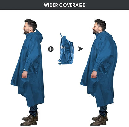 Unisex Rain Poncho for Adults, Hooded Waterproof Raincoat Jacket for Hiking, Camping and Outdoor