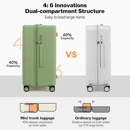 mixi 26'' Max Trunk Luggage Large Checked Luggage PC Hard Shell Rolling Travel Suitcases with Spinner Wheels & TSA Lock, Avocado Green