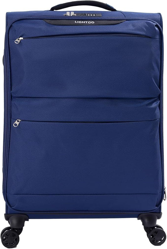 LIGHTGO Lightweight Softside Luggage,20inch Carry on, Water-Resistant, TSA Approved Lock, Spinner Wheel, Navy Blue, 20inch