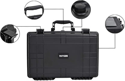 MEIJIA Portable Waterproof Protective Case,Hard Camera Case,Customized Fit Foam Inserted, Elegant Black,Fit for Camera, Equipments, Lens,Drones(Black)