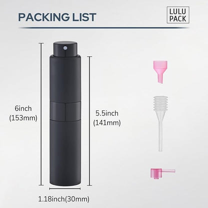 Perfume Atomizer Refillable Travel Bottle: Cologne Portable Sprayer for Men - Mini Spray Empty for Refill - 1oz Large Size Black