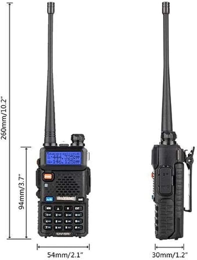 Baofeng UV-5R Dual Band Two Way Radio Handheld Ham Radio Long Range Walkie Talkies Pack of 6 for Hiking Camping Hunting Skiing Trip(Black) with 6 Way Charger, USB-C Charge Battery