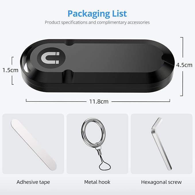 Long-Life Air Tracker Tags-1pc (Up to 10-Year,Use AA Battery), Extended Battery Case Item Finder Compatible for iPhone iPad Find My, Magnetic & Adhesive Mount Location Tag for Car, Equipment, Luggage