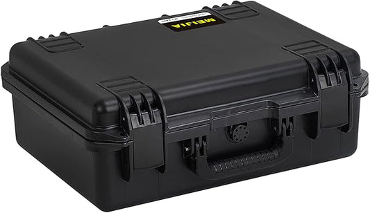 MEIJIA Premium Waterproof Hard Compact Camera Case with customizable fit foam,Full Protection with Light&Convenient Design,19.3"x15.25"x7.3".,Elegant Black