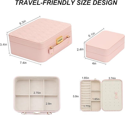 Large Jewelry Travel Case, Jewelry Case for Necklaces Large Jewelry Case Jewelry Box for Women Girls. (Pink)