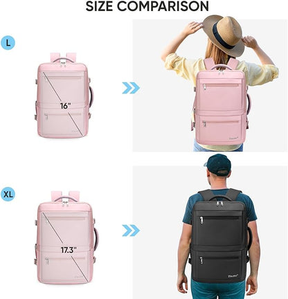 BALEINE Travel Backpack for Women Men, Large Sturdy Carry On Laptop Backpack Gifts for Business, Casual, Weekender, Hiking (XL, Pink)