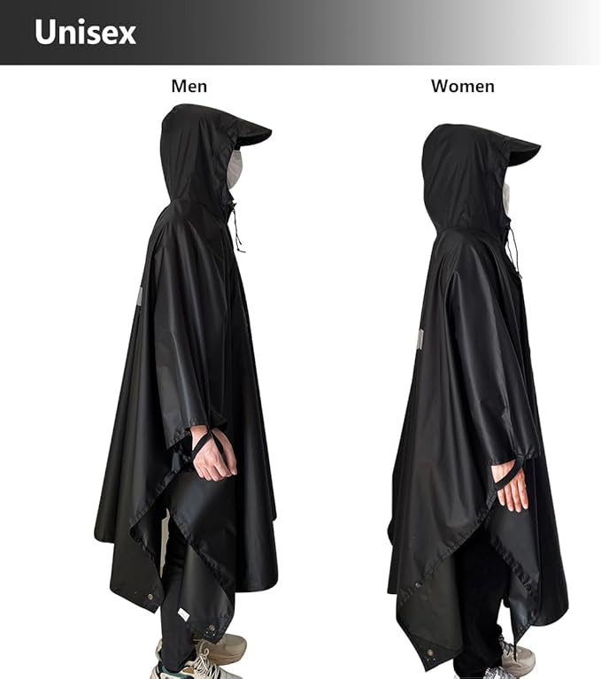 Hooded Rain Poncho,Multi Use Waterproof Raincoat,For Hiking, Camping and Emergency,Suitable for Unisex Adults