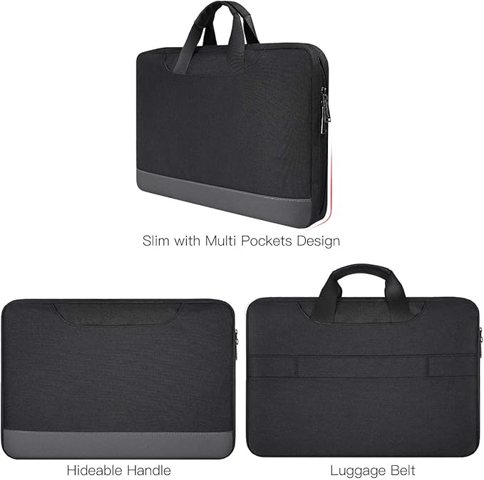 14 15 Inch Waterproof Laptop Sleeve Men Women TSA Briefcase for MacBook Pro 14 M5/M4/M3/M2/M1, Macbook Air 15 M4/M3, Dell Inspiron 14/XPS 15, Lenovo Acer HP ASUS Chromebook 14 Carring Case, Black