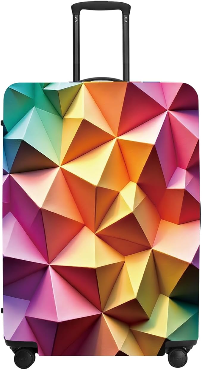 Abstract Geometric Luggage Cover, Gradient Polygons Waterproof Anti-Scratch Suitcase Protector, Modern Travel Case