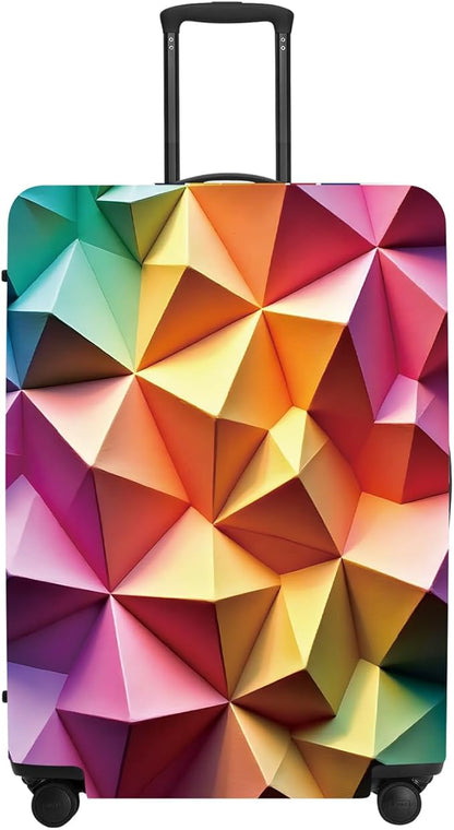 Abstract Geometric Luggage Cover, Gradient Polygons Waterproof Anti-Scratch Suitcase Protector, Modern Travel Case