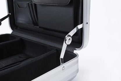Small Metal Briefcase 16.5X12.6X4.5 Inch TSA Combination Lock Silver Aluminum Toolbox Cash Case 14 Inch Notebook Briefcase with Sponge