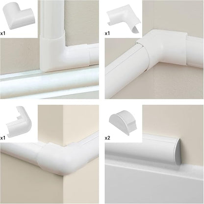 D-Line Large Cable Raceway Accessory Pack, Join 2in x 1in Cord Cover Lengths, 5 Accessories Included, Hide Cords Around a Variety of Angles - White