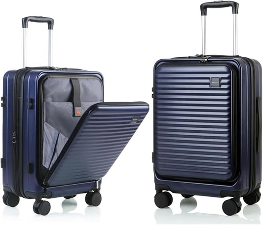 Carry On Luggage Airline Approved, 20 Inch Expandable PC Hardside Lightweight Suitcases with Spinner Wheels and TSA Lock (Dark Blue, 20 Inch)