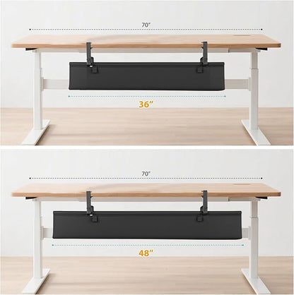 Oxford Cloth Under Desk Cable Management Tray,No-Drill 36" Desk Cable Management Organizer with Clip/Screw Installation,Fabric Cable Management for Home,Office & Gaming Computer(Black)