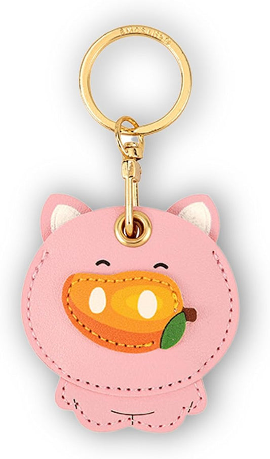 Leather Keychain Case Holder Compatible with Apple AirTag, GPS Airtag Keychain Finder Tracker with Key Ring, Anti-Scratch Protective Air Tag Cover