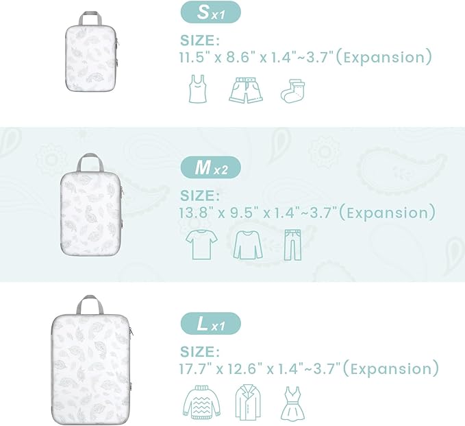 Cambond Compression Packing Cubes for Travel Women - Expandable Travel Bags Luggage Organizers Travel Essentials Compression Cubes for Travel Carry on Suitcases Organizer